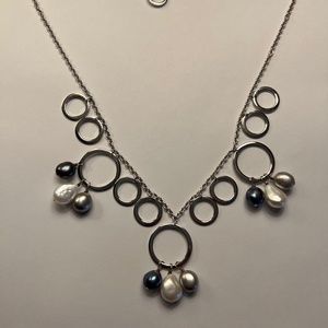 Irridesse Sterling Silver and Multi-Color Freshwater Pearl Dangle Necklace